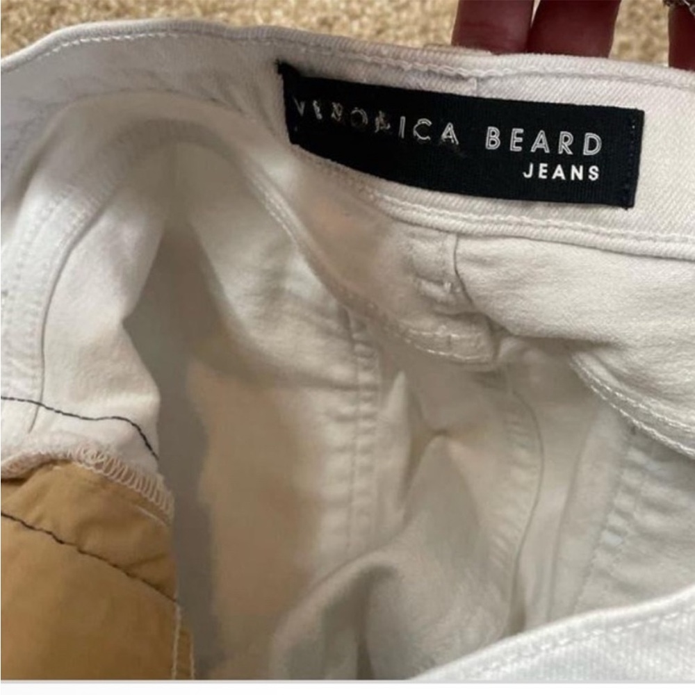 $250 VERONICA BEARD “Carly” White-Denim Raw-Edge Cropped Ankle Jeans, Size 26 - Picture 5 of 5